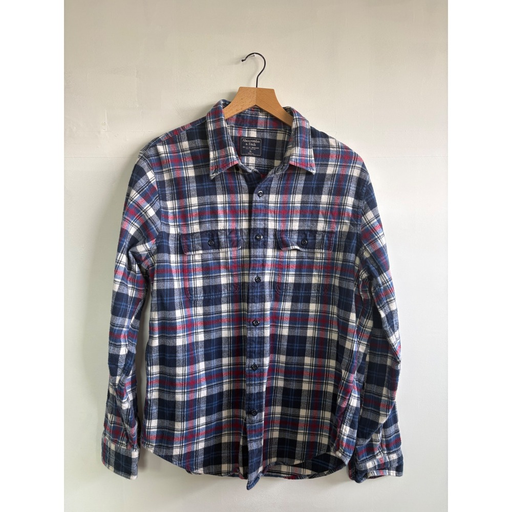 Abercrombie & Fitch Men XL grunge colorblock Y2K Plaid Flannel Button Down Shirt